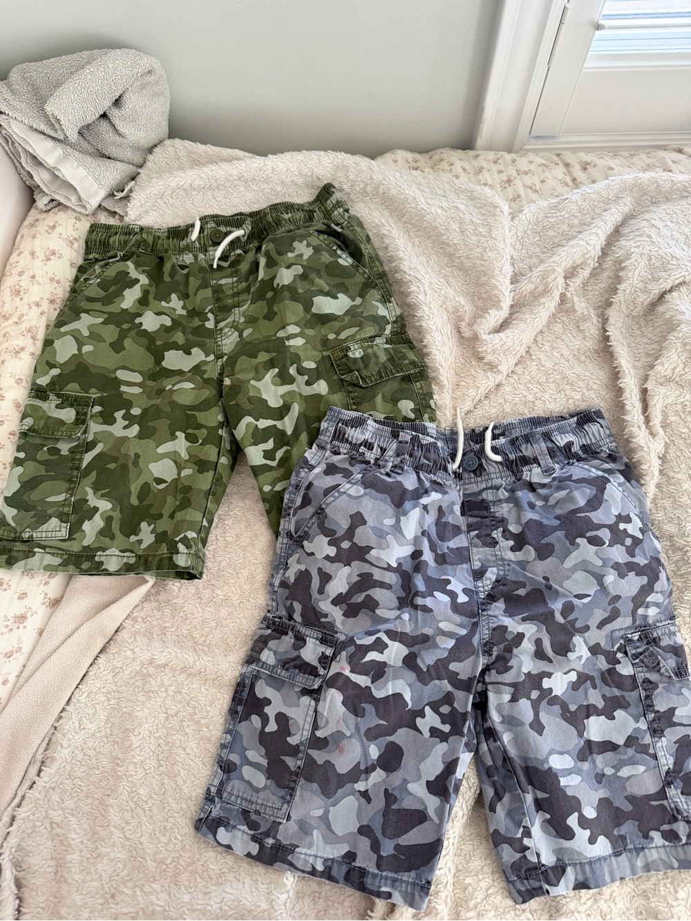 Place Boys Camo Cargo Shorts - Green & Gray